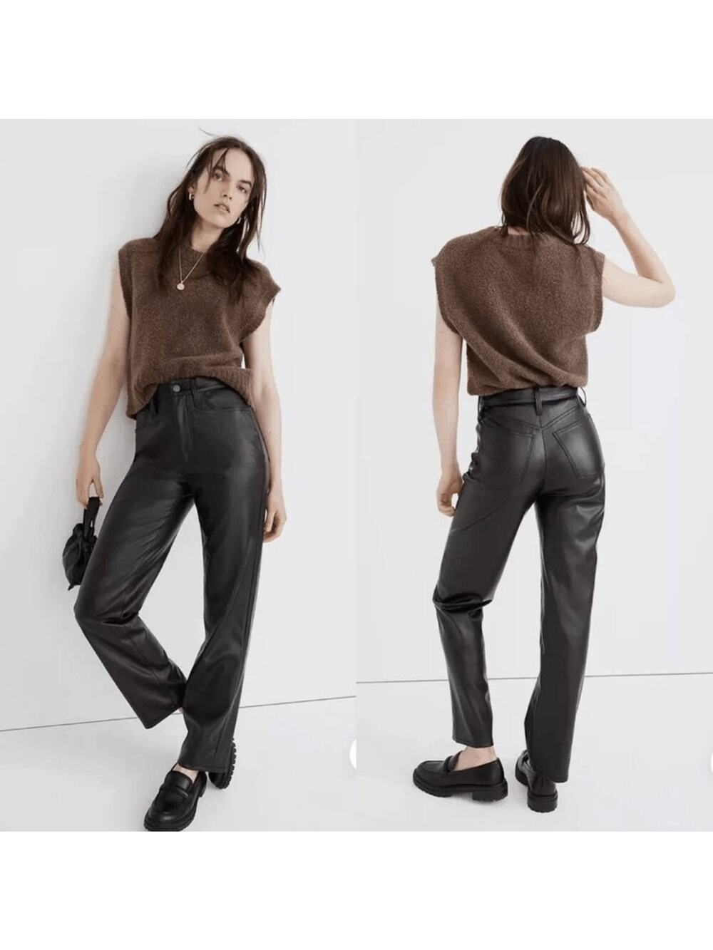 Madewell The Perfect Vintage Straight Jean: Faux Leather Edition Size 30 Evening